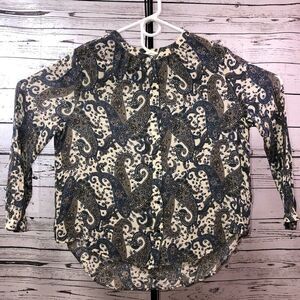 Lucky Brand Large Smocked Peasant Blouse Paisley